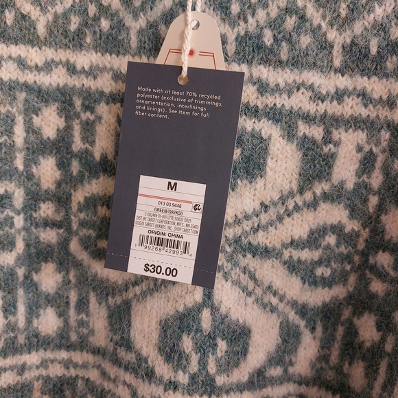 Universal Thread Nordic Pattern Sweater - Teal and Cream - Picture 2 of 3